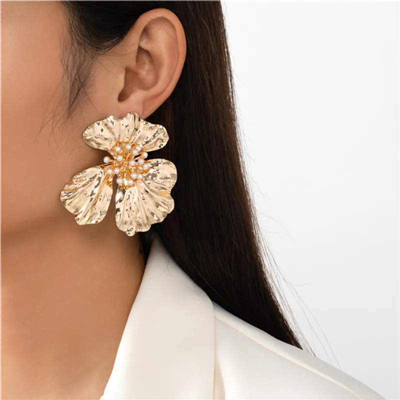 Flower Inlay Pearl Ear Studs